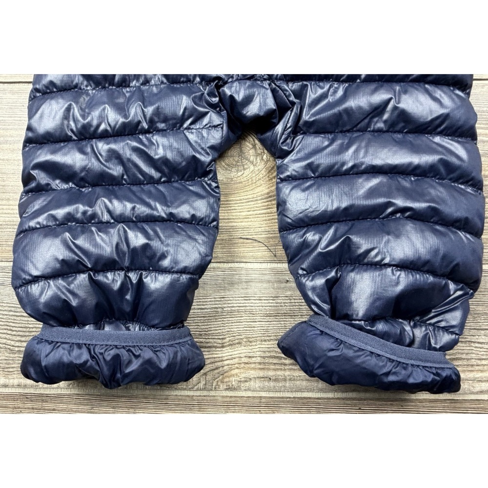 Primary Navy & Rainbow Striped Hooded Puffer Snowsuit 6-12 Months Lightweight - Picture 7 of 12